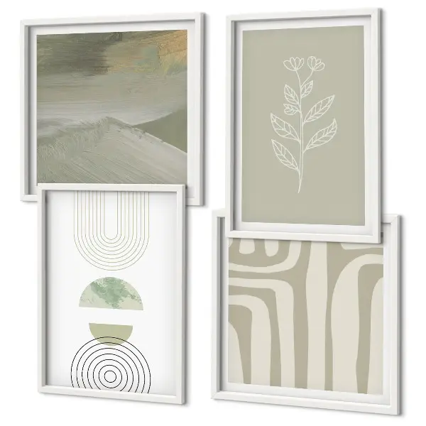 Wanddeko-Set mit geometrischem Pflanzenmuster