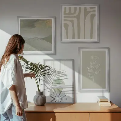 Wanddeko-Set mit geometrischem Pflanzenmuster