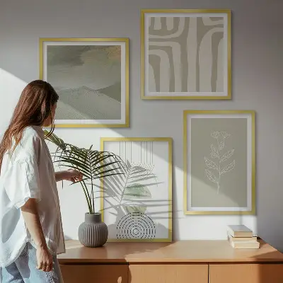 Wanddeko-Set mit geometrischem Pflanzenmuster