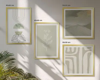 Wanddeko-Set mit geometrischem Pflanzenmuster