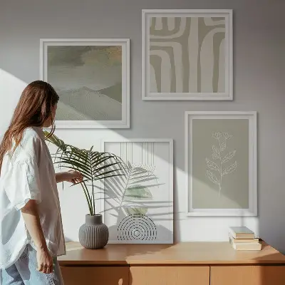 Wanddeko-Set mit geometrischem Pflanzenmuster