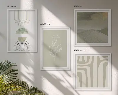Wanddeko-Set mit geometrischem Pflanzenmuster