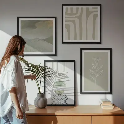 Wanddeko-Set mit geometrischem Pflanzenmuster