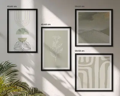 Wanddeko-Set mit geometrischem Pflanzenmuster