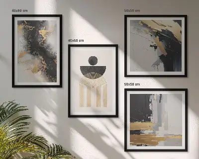 Abstrakte Geometrie-Komposition als gerahmtes Polyptychon