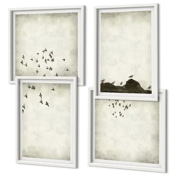 Wanddeko-Set minimalistische stilvolle Vogelmalerei