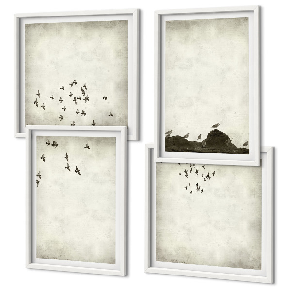 Wanddeko-set Minimalistische Vogelmalerei