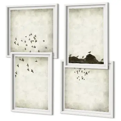 Wanddeko-Set minimalistische stilvolle Vogelmalerei