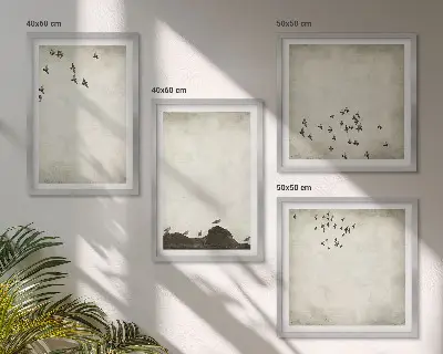 Wanddeko-Set minimalistische stilvolle Vogelmalerei