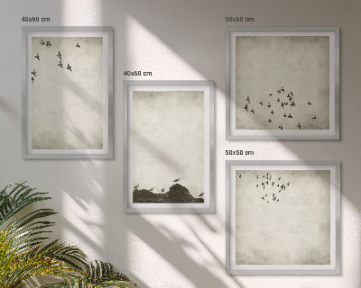 Wanddeko-set Minimalistische Vogelmalerei