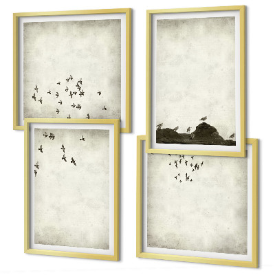 Wanddeko-set Minimalistische Vogelmalerei