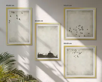 Wanddeko-Set minimalistische stilvolle Vogelmalerei