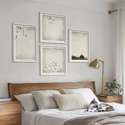 Wanddeko-Set minimalistische stilvolle Vogelmalerei