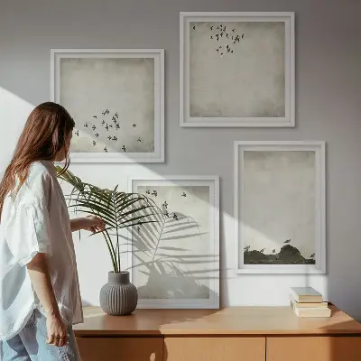 Wanddeko-Set minimalistische stilvolle Vogelmalerei