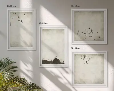 Wanddeko-Set minimalistische stilvolle Vogelmalerei