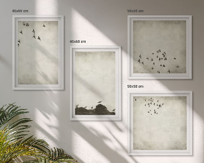 Wanddeko-set Minimalistische Vogelmalerei