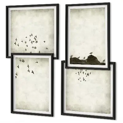 Wanddeko-Set minimalistische stilvolle Vogelmalerei