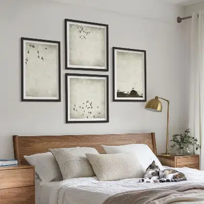 Wanddeko-Set minimalistische stilvolle Vogelmalerei