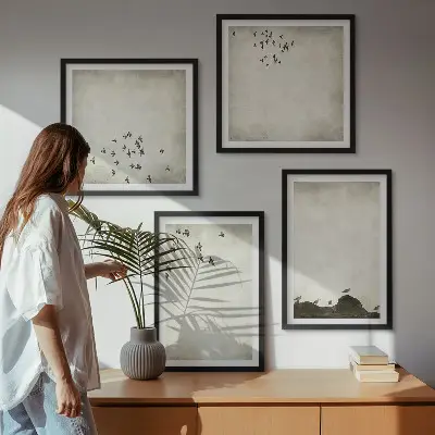 Wanddeko-Set minimalistische stilvolle Vogelmalerei