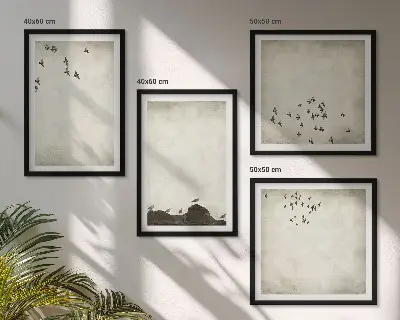 Wanddeko-Set minimalistische stilvolle Vogelmalerei