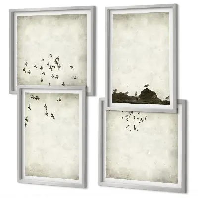 Wanddeko-Set minimalistische stilvolle Vogelmalerei
