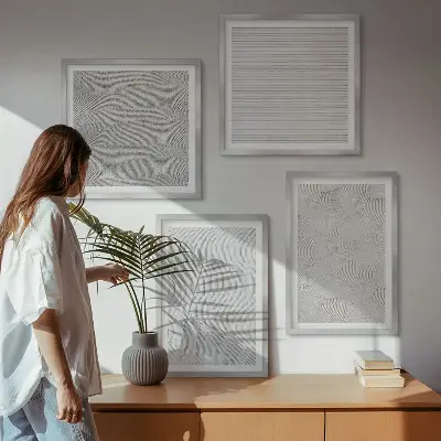 Polyptychon mit Rahmen mit geometrischem Sandmuster