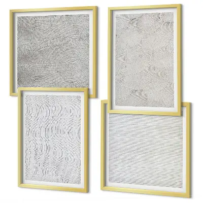 Polyptychon mit Rahmen mit geometrischem Sandmuster