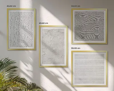 Polyptychon mit Rahmen mit geometrischem Sandmuster