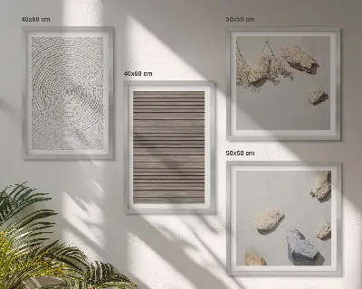 Wanddeko-Set natürliche Texturen mit Holz und Steinen