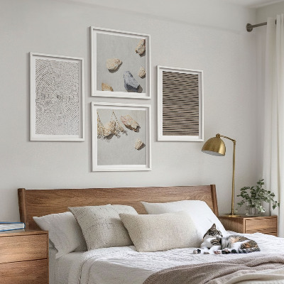 Wanddeko-set Natürliche Texturen Holz Steine