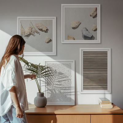 Wanddeko-set Natürliche Texturen Holz Steine