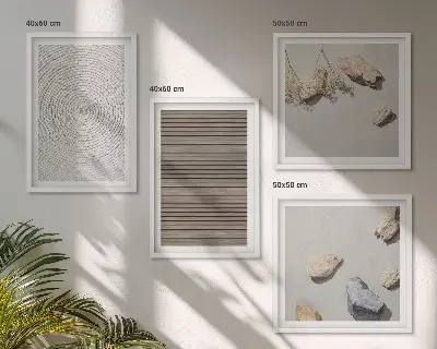 Wanddeko-Set natürliche Texturen mit Holz und Steinen