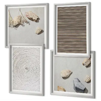 Wanddeko-Set natürliche Texturen mit Holz und Steinen