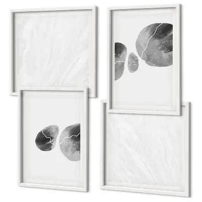 Abstrakte Kunst mit Farbspritzern als mehrteiliges Wandbild mit Rahmen