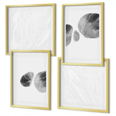 Abstrakte Kunst mit Farbspritzern als mehrteiliges Wandbild mit Rahmen