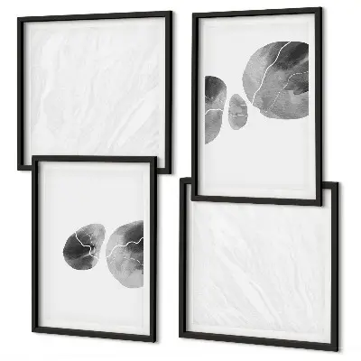 Abstrakte Kunst mit Farbspritzern als mehrteiliges Wandbild mit Rahmen