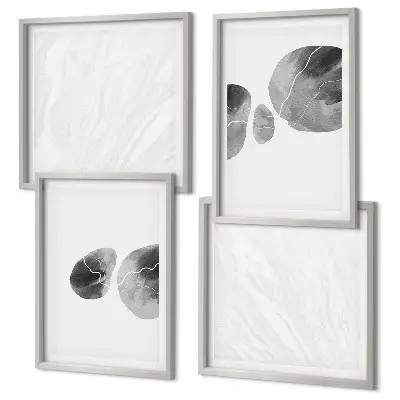 Abstrakte Kunst mit Farbspritzern als mehrteiliges Wandbild mit Rahmen