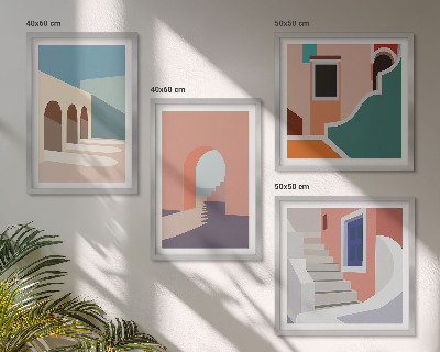 Wanddeko-set Minimalistische Pastellgrafiken