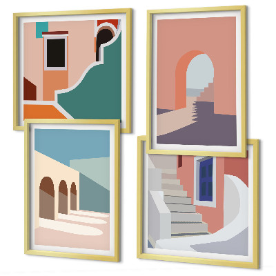 Wanddeko-set Minimalistische Pastellgrafiken