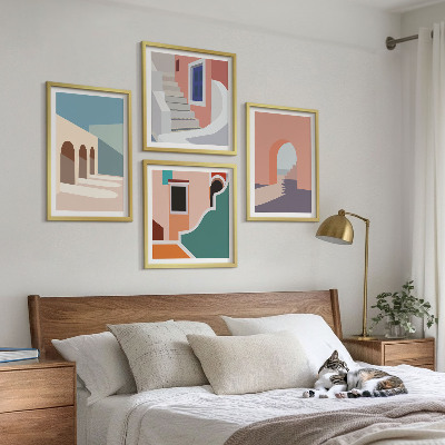 Wanddeko-set Minimalistische Pastellgrafiken