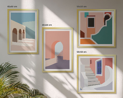 Wanddeko-set Minimalistische Pastellgrafiken