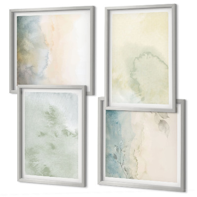 Wanddeko-set Pastellfarbene Aquarell-Leinwandtextur