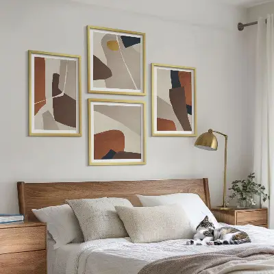 Abstrakte moderne Formen als Polyptychon mit Rahmen