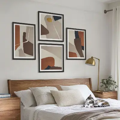 Abstrakte moderne Formen als Polyptychon mit Rahmen