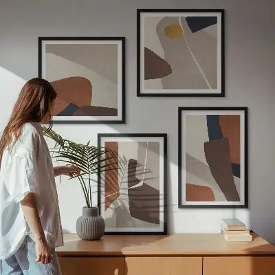 Abstrakte moderne Formen als Polyptychon mit Rahmen