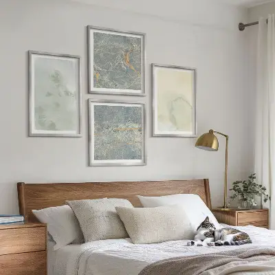 Wanddeko-Set in Pastellfarben auf Aquarellleinwand