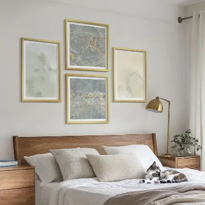 Wanddeko-Set in Pastellfarben auf Aquarellleinwand
