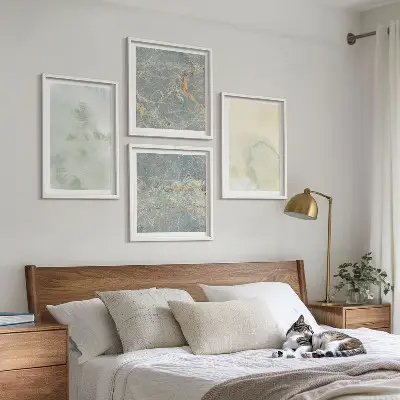 Wanddeko-Set in Pastellfarben auf Aquarellleinwand