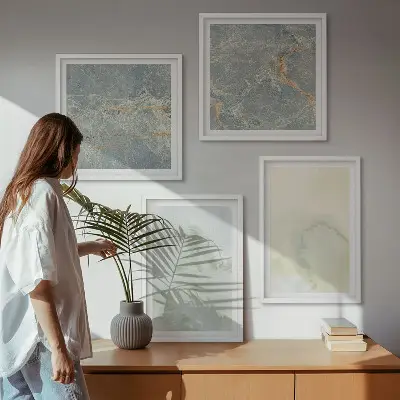 Wanddeko-Set in Pastellfarben auf Aquarellleinwand