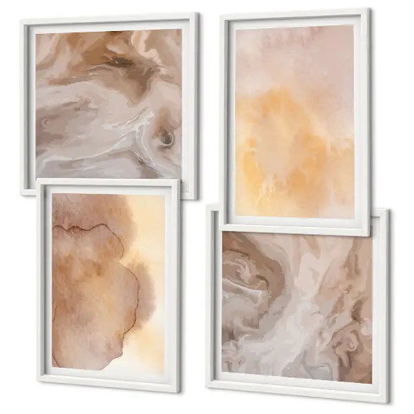 Wanddeko-Set mit warmen Aquarellfarben auf Leinwand